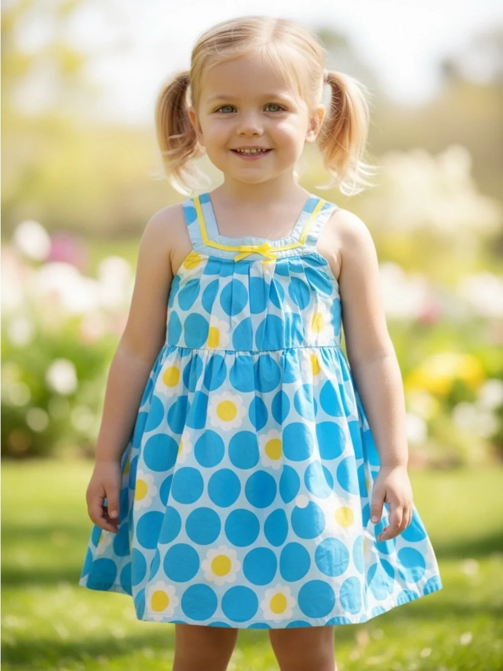 Gymboree Toddler Girls 2T Blue Polka Dot Summer Dress